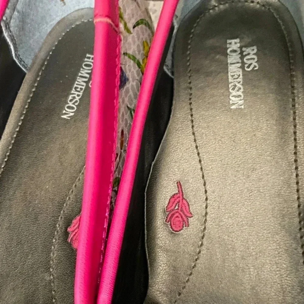 ROS HOMMERSON | Regina Pink White Floral Moc Toe Leather Loafers Size 9SS - Picture 6 of 7